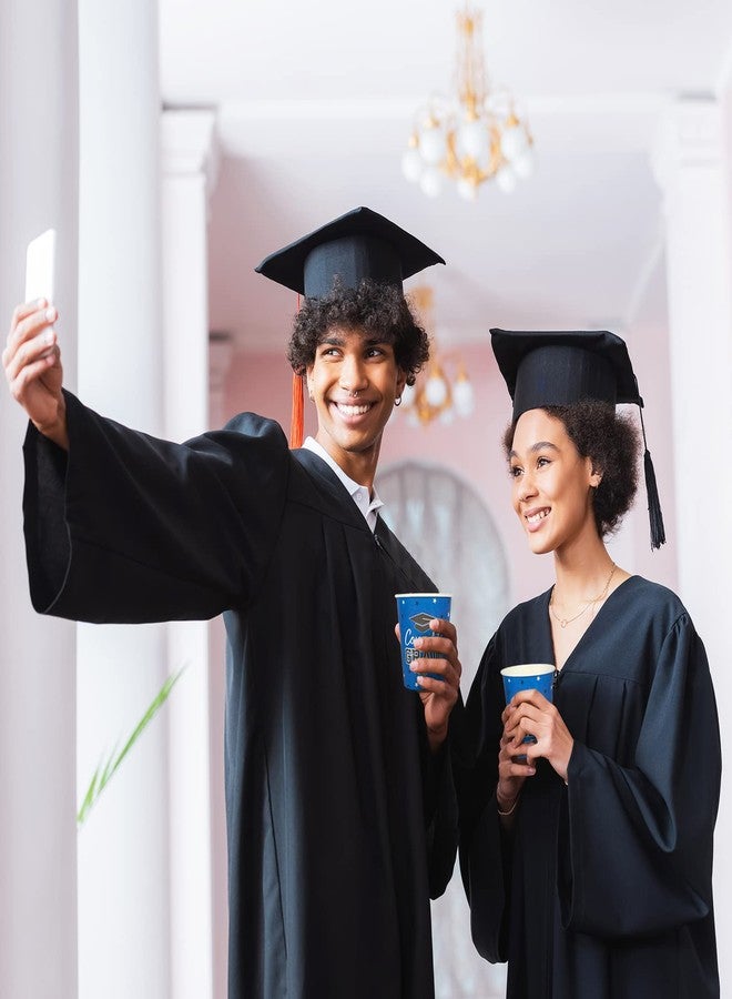 Whaline 100Pcs Graduation Disposable Cups Congrats Grad Paper Cups Graduation Hat Stars Party Drinking Cups for Hot Drinks Cold Beverage Grad Party Supplies, 9 Oz - Image 3